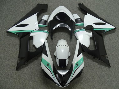 2005-2006 Teal White and Black ZX6R Motorcycle Fairings