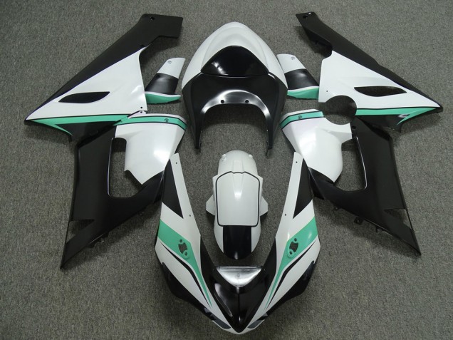 2005-2006 Teal White and Black ZX6R Motorcycle Fairings