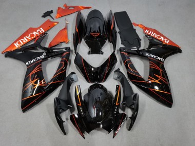 2006-2007 Bacardi Black and Orange GSXR 600-750 Motorcycle Fairings