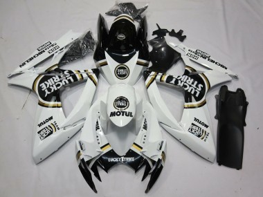 2006-2007 Black White Lucky Strike GSXR 600-750 Motorcycle Fairings