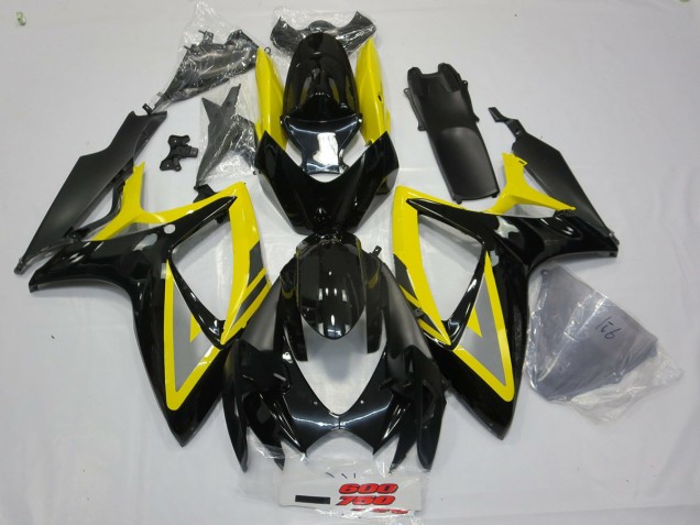 2006-2007 Black and Yellow Oh Ah GSXR 600-750 Motorcycle Fairings