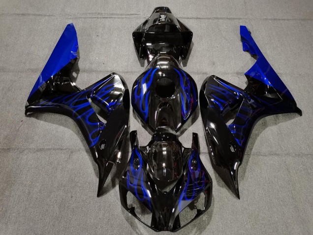 2006-2007 Gloss Black Blue Flame CBR1000RR Motorcycle Fairings