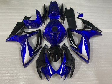 2006-2007 Blue Black and White Special GSXR 600-750 Motorcycle Fairings