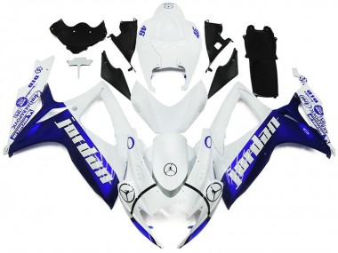 2006-2007 Blue and White Jordan Gloss Style GSXR 600-750 Motorcycle Fairings