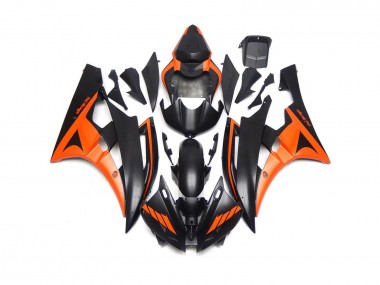 2006-2007 Custom Matte Black and Orange R6 Motorcycle Fairings