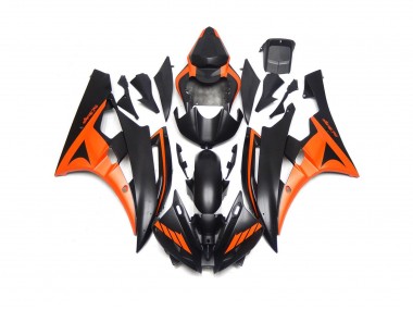 2006-2007 Custom Matte Black and Orange R6 Motorcycle Fairings