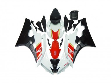 2006-2007 Custom Matte Black and Red with White R6 Motorcycle Fairings