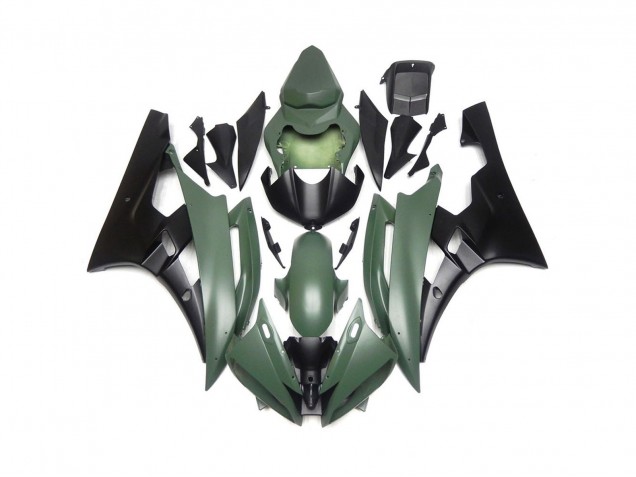 2006-2007 Custom Matte Green and Black R6 Motorcycle Fairings