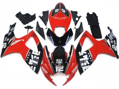 2006-2007 Custom Red and Black Logos GSXR 600-750 Motorcycle Fairings
