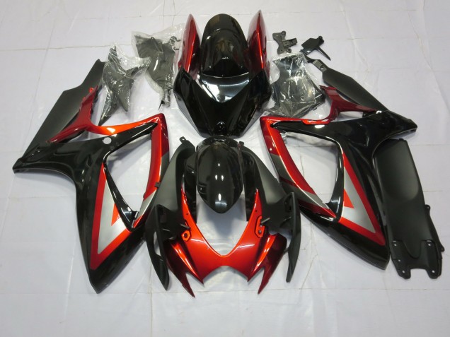 2006-2007 Deep Red Black GSXR 600-750 Motorcycle Fairings