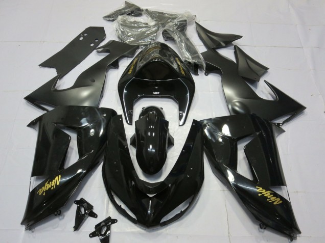 2006-2007 Gloss Black Gold ZX10R Motorcycle Fairings