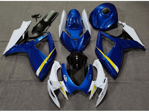 2006-2007 Gloss Blue White and Yellow GSXR 600-750 Motorcycle Fairings