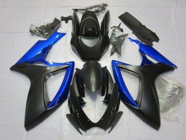 2006-2007 Gloss Blue and Matte Black GSXR 600-750 Motorcycle Fairings