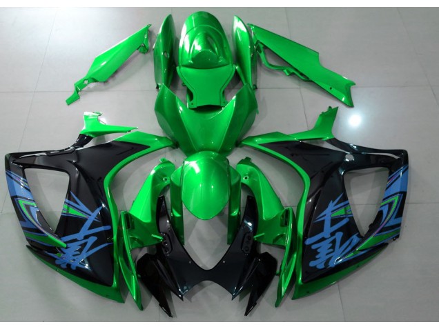 2006-2007 Gloss Green & Black GSXR 600-750 Motorcycle Fairings