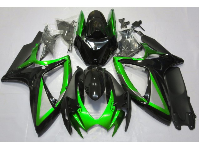 2006-2007 Gloss Green and Black GSXR 600-750 Motorcycle Fairings