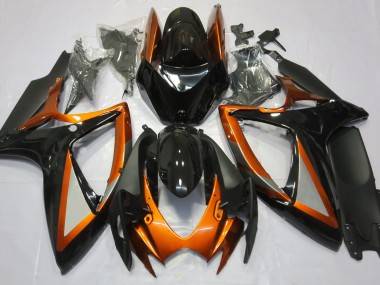 2006-2007 Gloss Orange and Black GSXR 600-750 Motorcycle Fairings