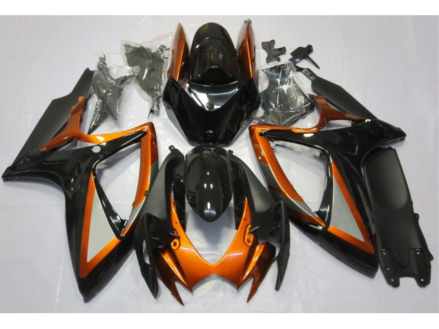 2006-2007 Gloss Orange and Black GSXR 600-750 Motorcycle Fairings