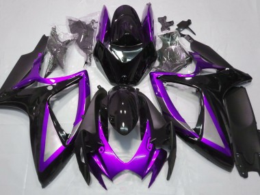 2006-2007 Gloss Purple and Black GSXR 600-750 Motorcycle Fairings