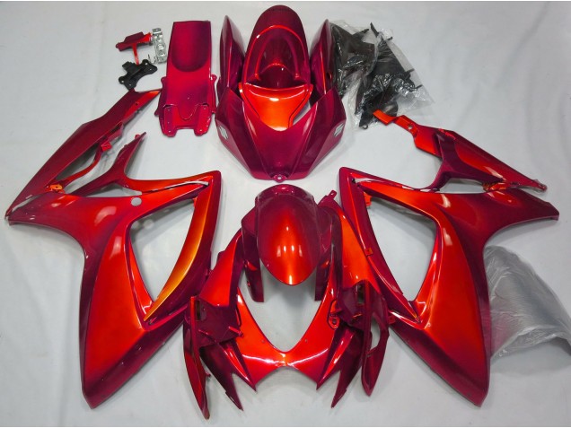 2006-2007 Gloss Red Plain GSXR 600-750 Motorcycle Fairings