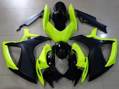 2006-2007 Gloss Yellow & Black GSXR 600-750 Motorcycle Fairings