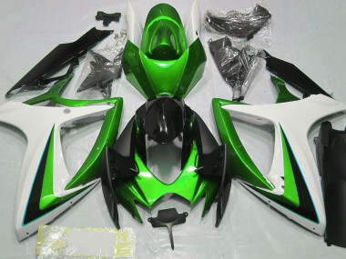 2006-2007 Green & White GSXR 600-750 Motorcycle Fairings