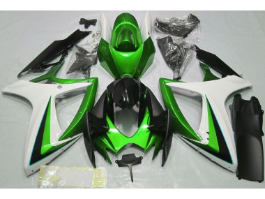 2006-2007 Green & White GSXR 600-750 Motorcycle Fairings