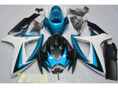 2006-2007 Light Blue & White GSXR 600-750 Motorcycle Fairings