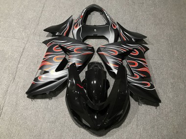 2006-2007 Matte Black & Flame ZX10R Motorcycle Fairings