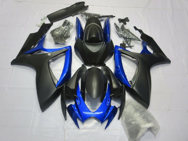 2006-2007 Matte Black Gloss Blue GSXR 600-750 Motorcycle Fairings
