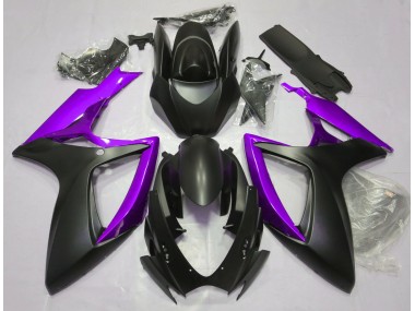 2006-2007 Matte Black & Purple GSXR 600-750 Motorcycle Fairings