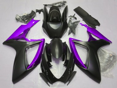 2006-2007 Matte Black & Purple GSXR 600-750 Motorcycle Fairings