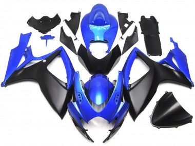 2006-2007 Matte Black and Blue OEM Custom Style GSXR 600-750 Motorcycle Fairings