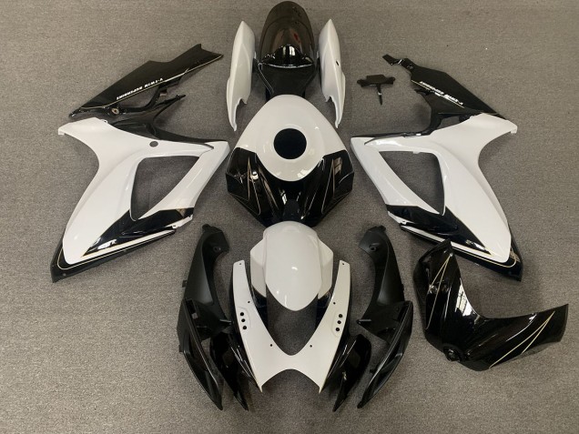 2006-2007 Matte Black and Gloss White GSXR 600-750 Motorcycle Fairings