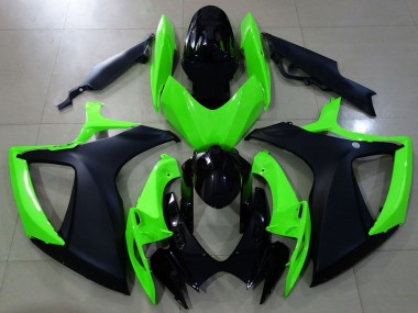 2006-2007 Matte Black and Green GSXR 600-750 Motorcycle Fairings