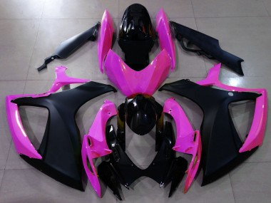 2006-2007 Matte Black and Pink GSXR 600-750 Motorcycle Fairings