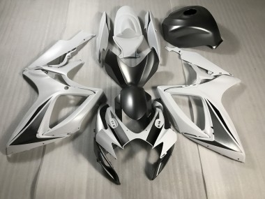 2006-2007 Matte White and Grey GSXR 600-750 Motorcycle Fairings