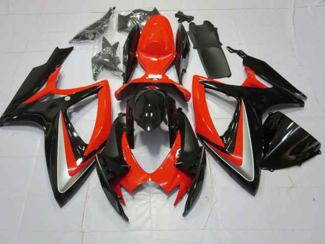 2006-2007 Orange Silver and Black GSXR 600-750 Motorcycle Fairings