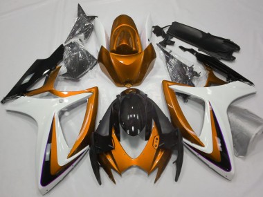 2006-2007 Orange & White Debadged GSXR 600-750 Motorcycle Fairings