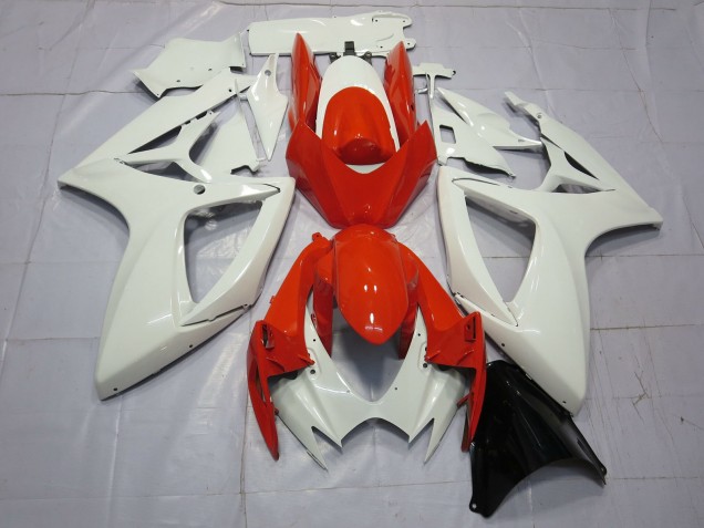 2006-2007 Orange and White GSXR 600-750 Motorcycle Fairings
