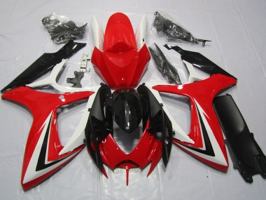 2006-2007 Red Black and White GSXR 600-750 Motorcycle Fairings