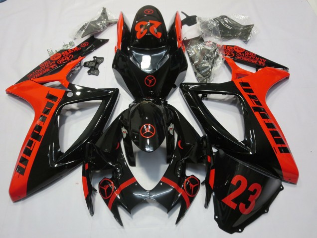 2006-2007 Red Jordan GSXR 600-750 Motorcycle Fairings