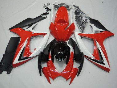 2006-2007 Red and White GSXR 600-750 Motorcycle Fairings