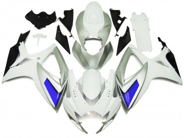 2006-2007 Silver White and Blue Gloss Style GSXR 600-750 Motorcycle Fairings