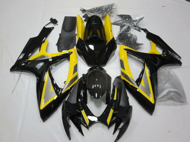 2006-2007 Silver and Black Yellow GSXR 600-750 Motorcycle Fairings