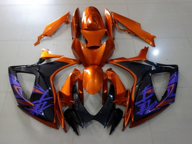 2006-2007 Vibrant Orange & Gloss Black GSXR 600-750 Motorcycle Fairings