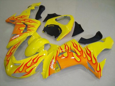 2006-2007 Yellow Orange Flame ZX10R Motorcycle Fairings