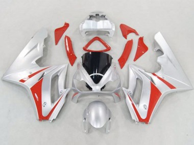 2006-2008 Silver and Red Daytona 675 Motorcycle Fairings
