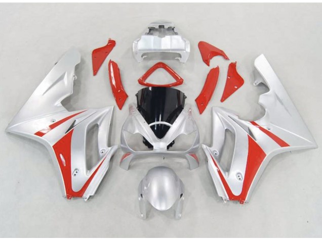 2006-2008 Silver and Red Daytona 675 Motorcycle Fairings