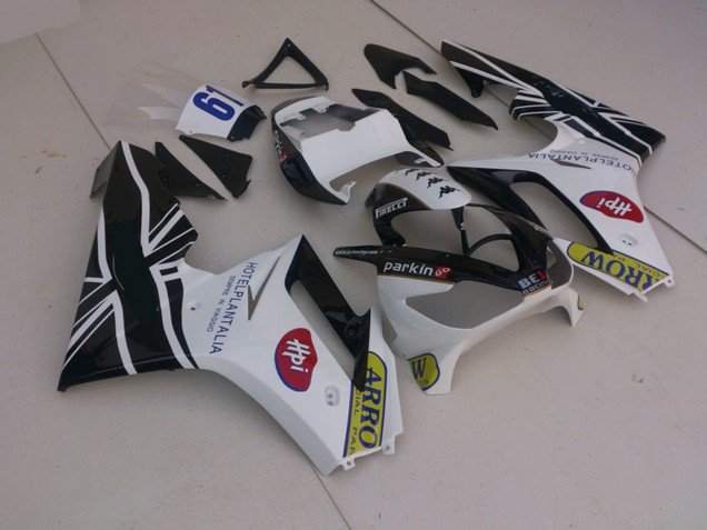 2006-2008 White and Black with Flag Daytona 675 Motorcycle Fairings
