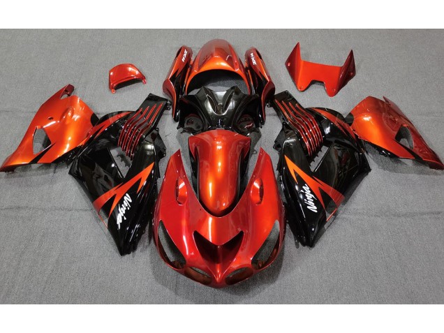 2006-2011 Burnt Orange Black ZX14R Motorcycle Fairings